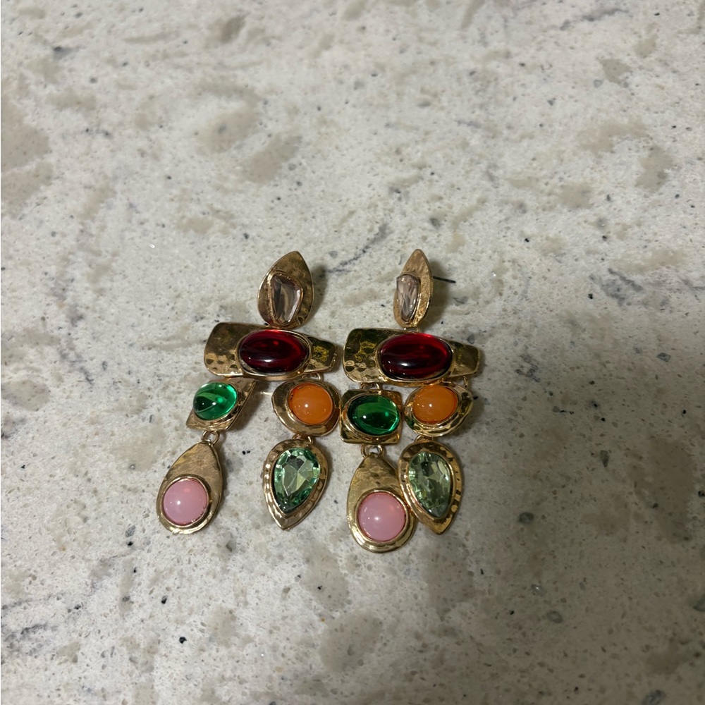 🌻SOLD🌻 Zara Gold Multicolor Gemstone Earrings